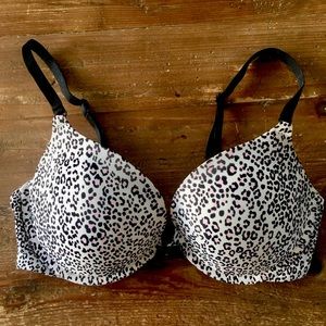 Victoria's Secret pink & black leopard push-up bra